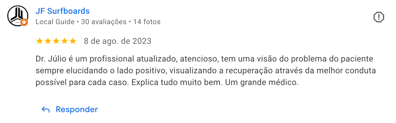 Depoimento de paciente 4 no Google