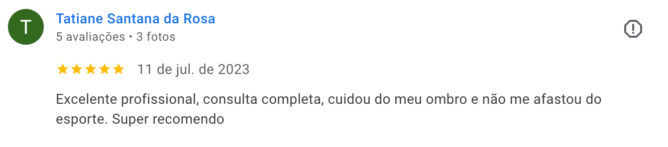 Depoimento de paciente 5 no Google